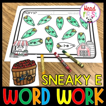 Preview of Sneaky E CVCE Phonics Activities Word Work for Literacy Centers SOR