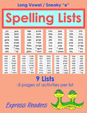 Spelling List BUNDLE - Sneaky e, Lists 1-9