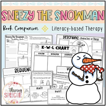 Preview of Sneezy The Snowman Speech and Language Therapy Book Companion