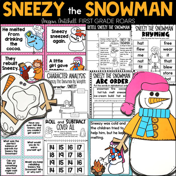 Preview of Sneezy the Snowman Book Companion Activities Reading Comprehension & Crafts