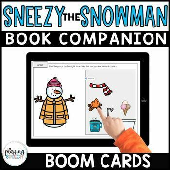 Preview of Sneezy the Snowman Book Companion Boom Cards