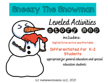 Preview of Sneezy the Snowman Leveled Story Map (digital and printable)