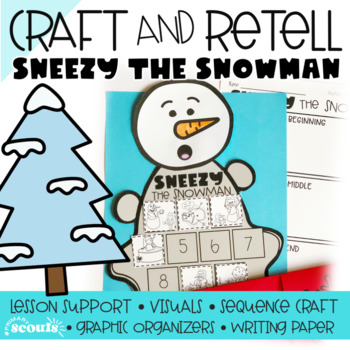 Preview of Sneezy the Snowman Sequencing Winter Craft Activities | Sneezy the Snowman Craft