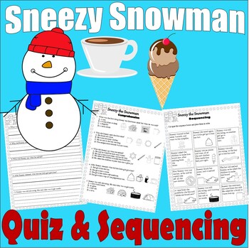 Preview of Sneezy the Snowman Winter Reading Quiz Tests Story Sequencing