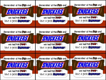 Snickers End of Year Gift Tag (Remember all the snickers we had this year)