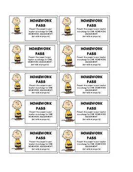 Preview of Snoopy Homework Pass