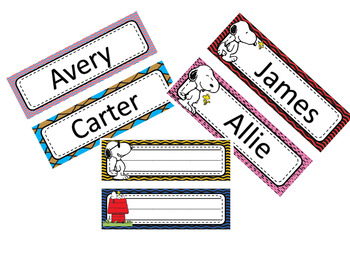 Eureka Yellow Snoopy Sticker Name Tags and Labels 56pc for sale online 