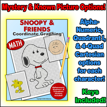 Preview of Snoopy & Peanuts Friends Coordinate Graph Mystery Pictures! Ordered Pairs Fun!