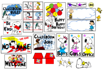 Preview of Snoopy/Peanuts Gang Total Classroom Set up