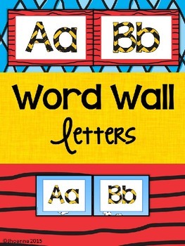 Preview of Red Black Blue Yellow Theme Word Wall Letters Headers