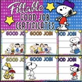 ✪ SNOOPY Themed EDITABLE Good Job certificates ✪