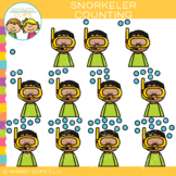 Snorkeler Counting Bubbles Clip Art