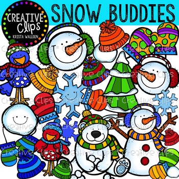 Preview of Snowmen and Polar Bear Snow Buddies Clipart {Winter Clipart}