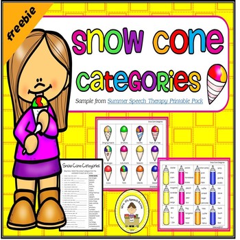 Preview of Snow Cone Categories Speech Therapy