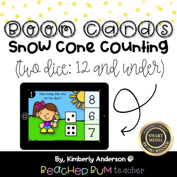 Preview of Snow Cone Counting BOOM Cards - Subitizing: Two Dice (12 and Under)
