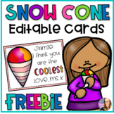 Snow Cone Editable Cards - FREEBIE