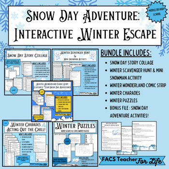Preview of Snow Day Adventure Bundle - Winter, No Prep, Middle School, High School