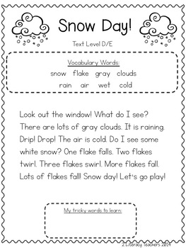 Snow Day: CCSS Aligned Leveled Reading Passages and Activities | TpT