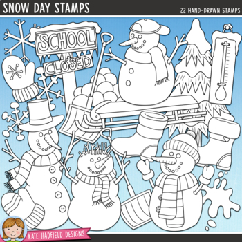 Snow Day Winter Clip Art by Kate Hadfield Designs | TpT