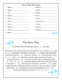 FREEBIE: Snow Day Mad Lib