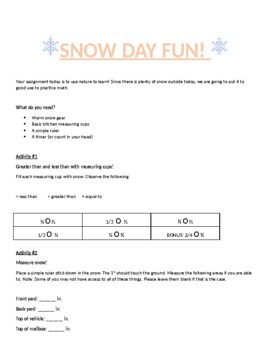 Preview of Snow Day Math!