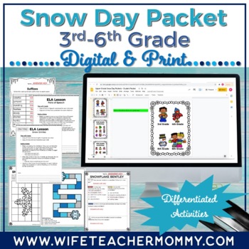 Preview of Snow Day Packet for Upper Grades (Digital & Print Versions)