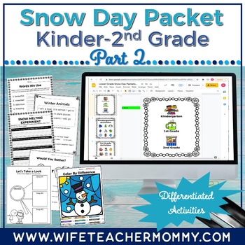 Preview of Snow Day Packets for Lower Grades Part 2 Bundle (Print & Digital Versions)