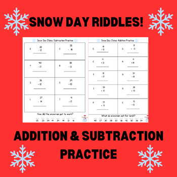 Preview of Snow Day Riddles: Two-Digit Addition & Subtraction Practice