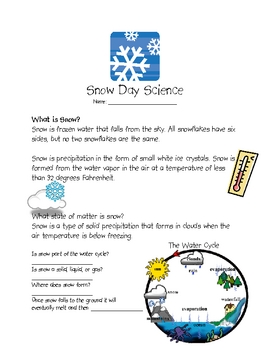 Preview of Snow Day Science