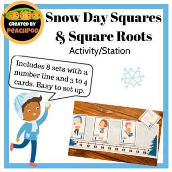 Preview of Snow Day Squares &  Square Roots - Activity/Station