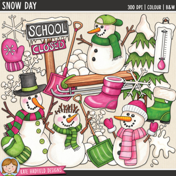 Preview of Snow Day and Snowman Winter Clip Art (Kate Hadfield Designs)