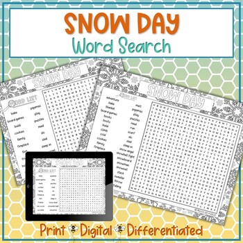 Preview of Snow Day Word Search Puzzle Activity