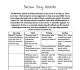 Snow Day Work Packet