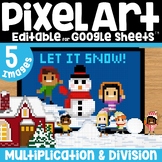 Snow Digital Pixel Art Magic Reveal MULTIPLICATION