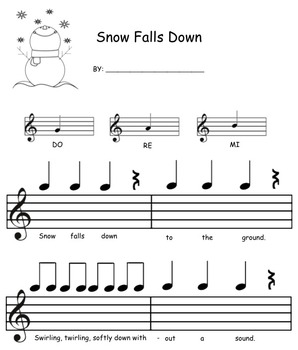 Snow Falls Down: Mi, Re, Do Composition | TpT