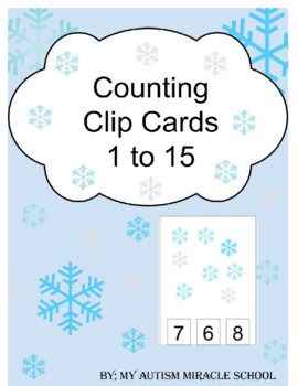 Preview of winter Snow Flakes Clip Cards number 1-15, Special Needs Therapy, DDT ABA