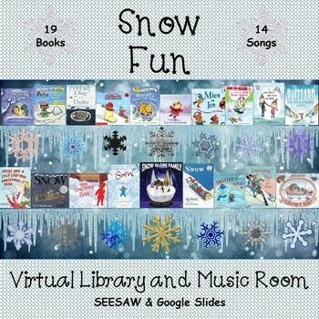 Preview of Snow Fun Virtual Library & Music Room - SEESAW & Google Slides