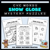 Snow Globe CVC Words Mystery Puzzles - Word Matching & Cut