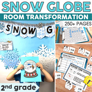 Preview of Snow Globe Classroom Transformation - Winter Activities Craft Art Math