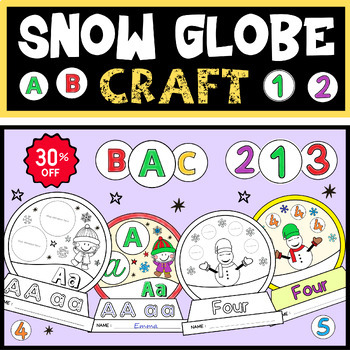 Preview of Snow Globe Craft Bundle | Snow Globe Bulletin Board | ABC Alphabet and Numbers