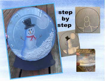 Step By step Black paper chalk snowman art project lesson simple holiday