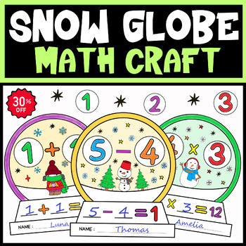Preview of Snow Globe Math Craft Bundle | Snowglobe Math Bulletin Board | Winter Math Craft