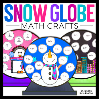 Preview of Snow Globe Math Crafts | Winter Christmas Bulletin Board Snowman Activities