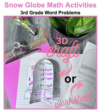 Preview of Snow Globe Winter Craft | 2nd or 3rd Grade Math Word Problems - New Year
