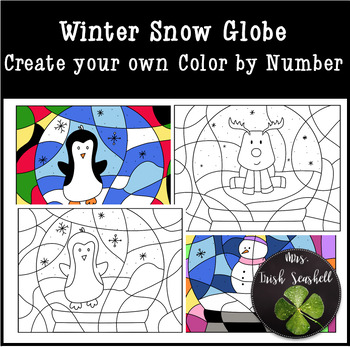 Preview of Snow Globe Winter Create your own color by number Clipart Commercial Use