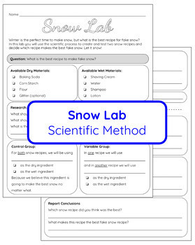 Preview of Snow Lab - Scientific Method