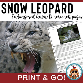 Preview of Snow Leopard | Endangered Animal research page for animal report