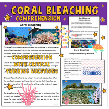 Preview of Coral Bleaching - comprehension and critical thinking skills