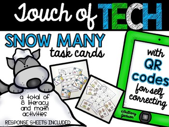 Snow Many Literacy and Math Activities with QR Code Task Cards | TpT