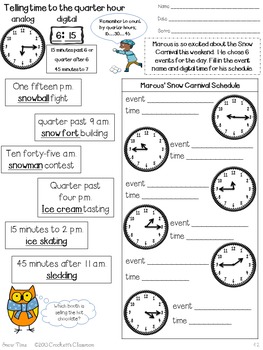 telling time activities for teaching time for 2nd and 3rd grade